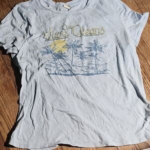 Light Blue Graphic Tee with Palm Design